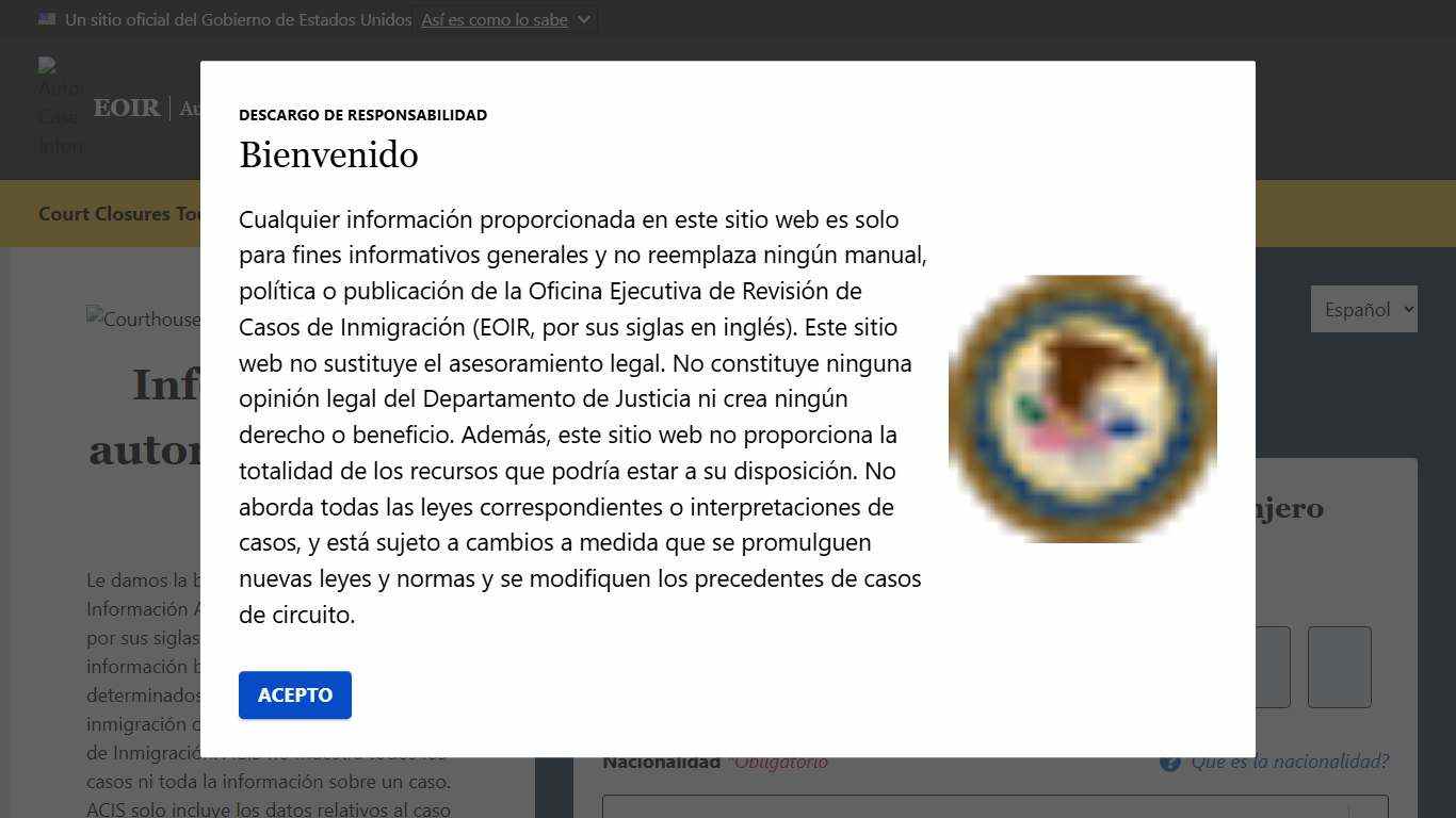 Información automatizada de casos
